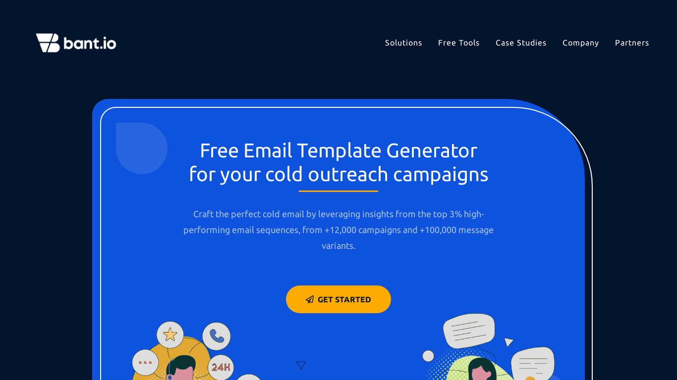 Cold Email Composer by Bant.io Landing page