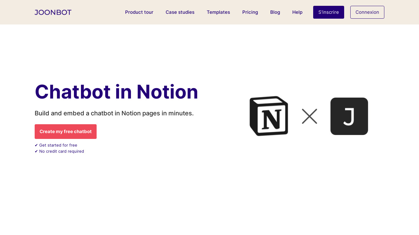 Chatbot in Notion Landing page