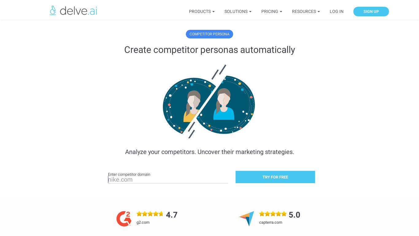 Competitor Persona by Delve AI Landing page