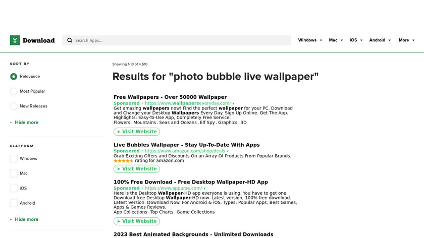 Photo Bubbles Live Wallpaper Landing Page