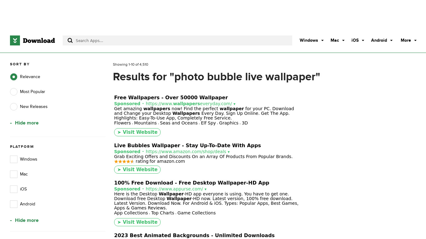 Photo Bubbles Live Wallpaper Landing page