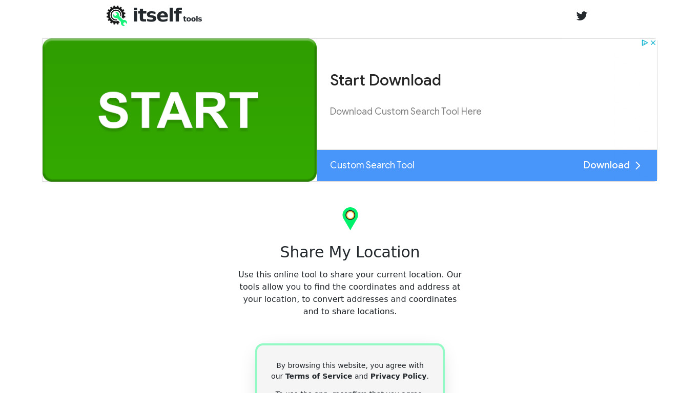 Share My Location Landing page