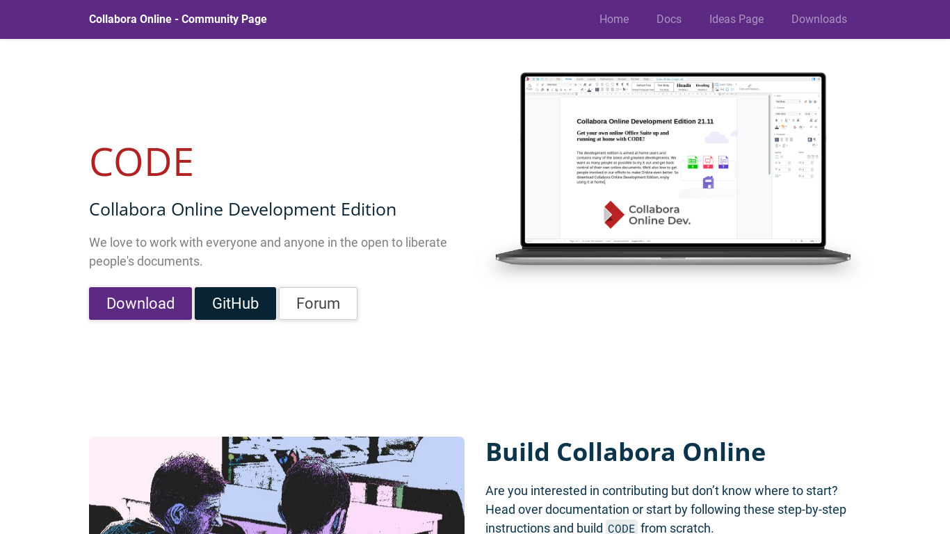 Collabora Online Landing page