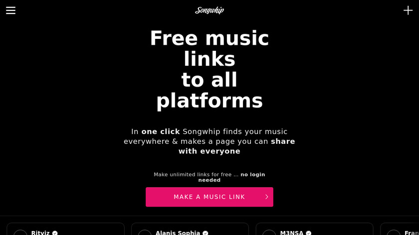 Songwhip Landing Page