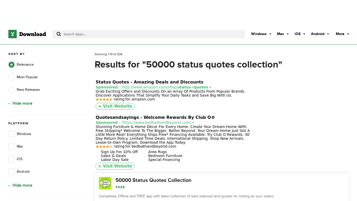 50000 Status Quotes Collection Landing page