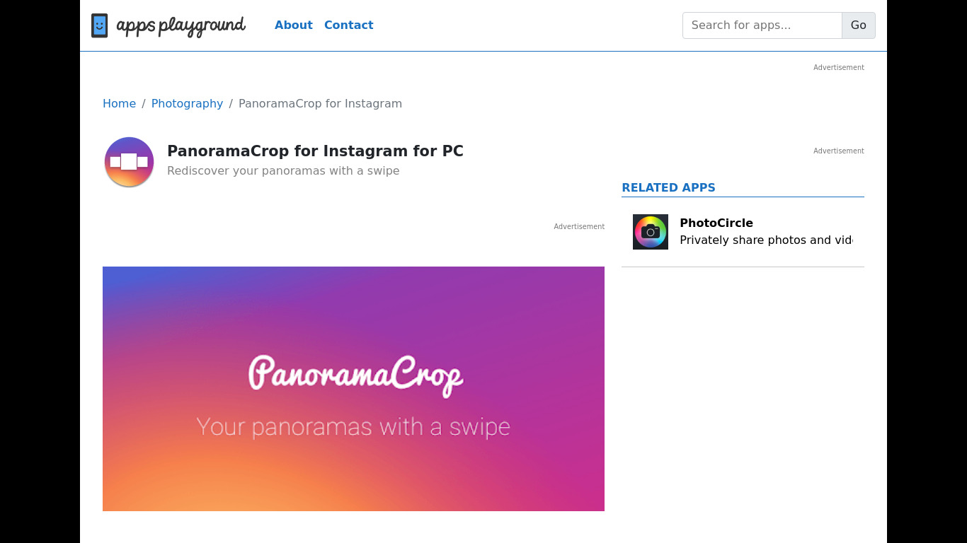 PanoramaCrop for Instagram Landing page