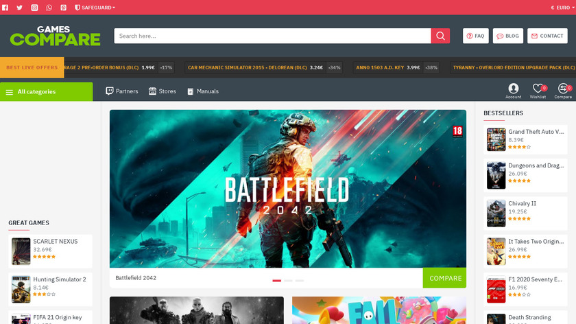 Gamescompare.net Landing Page