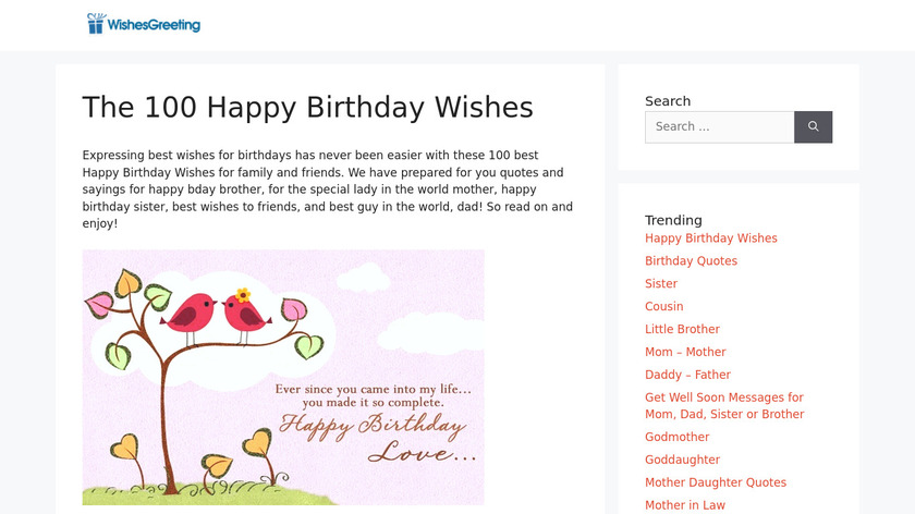 Happy Birthday Wishes Landing Page