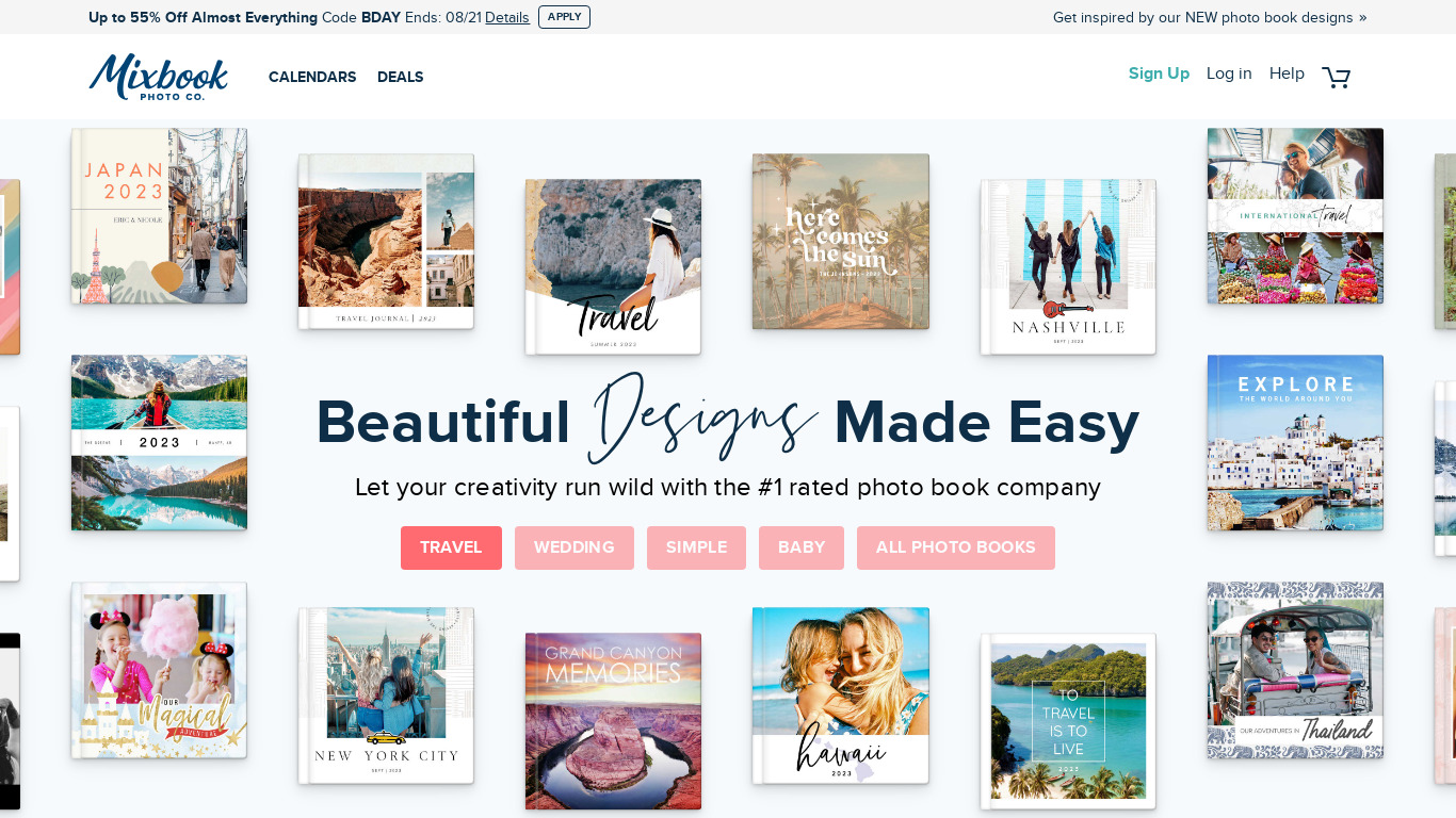 Mixbook Landing page
