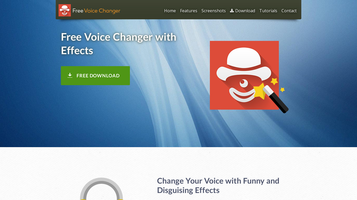 Voice Changer Sound Effects Landing page