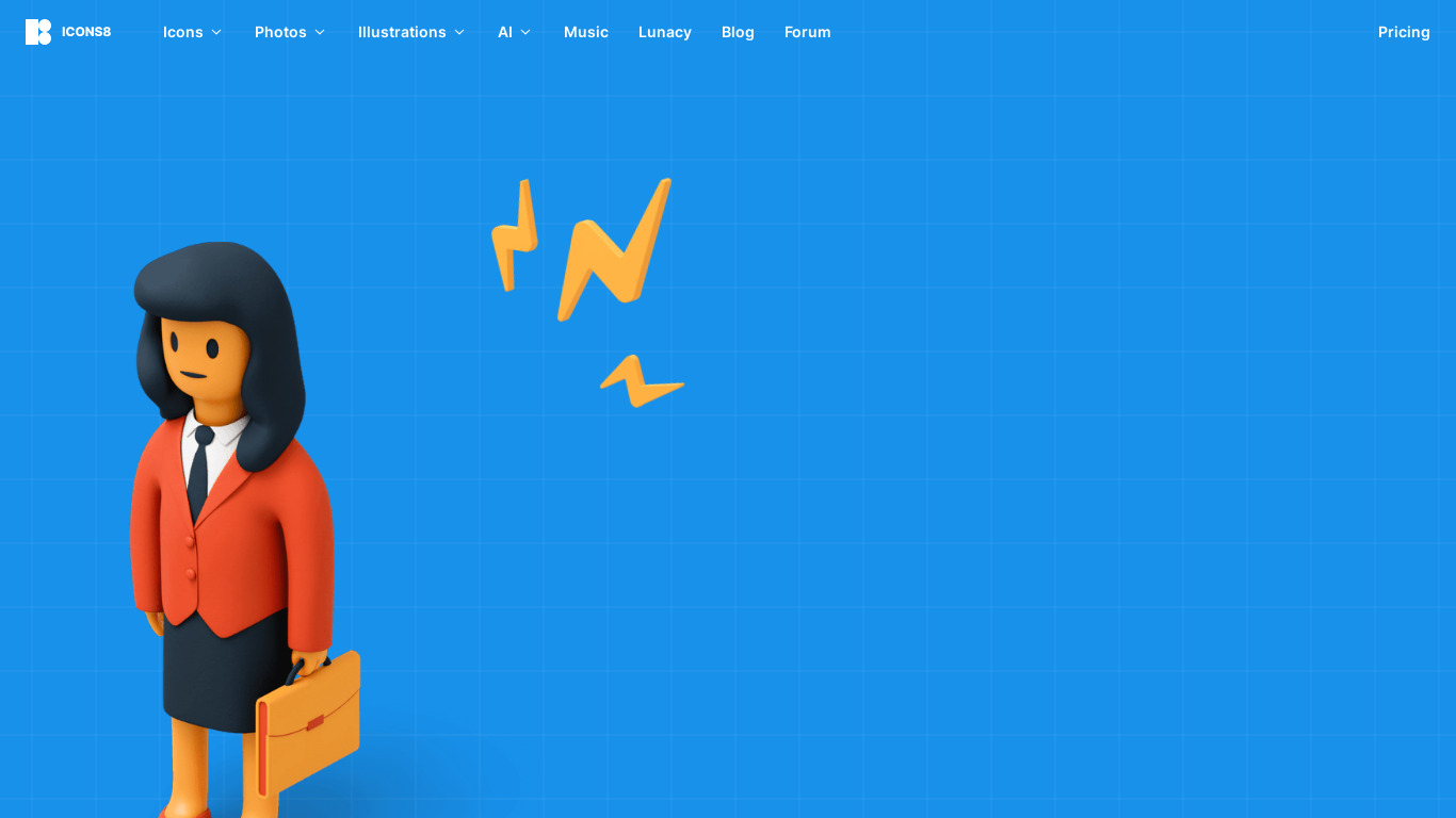 3D Flame Illustrations by Icons8 Landing page