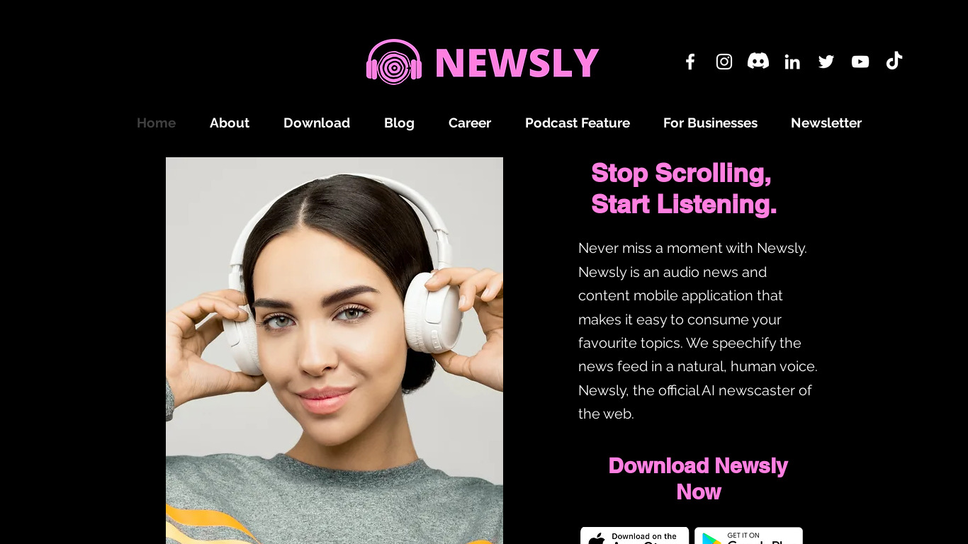 Newsly Landing page