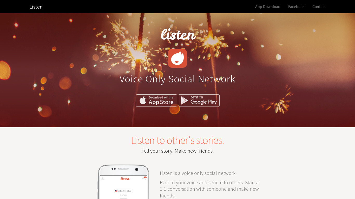 Listen Voice Chat Rooms Landing page