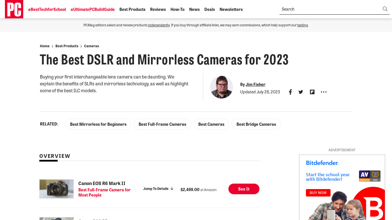 DSLR Camera Landing page