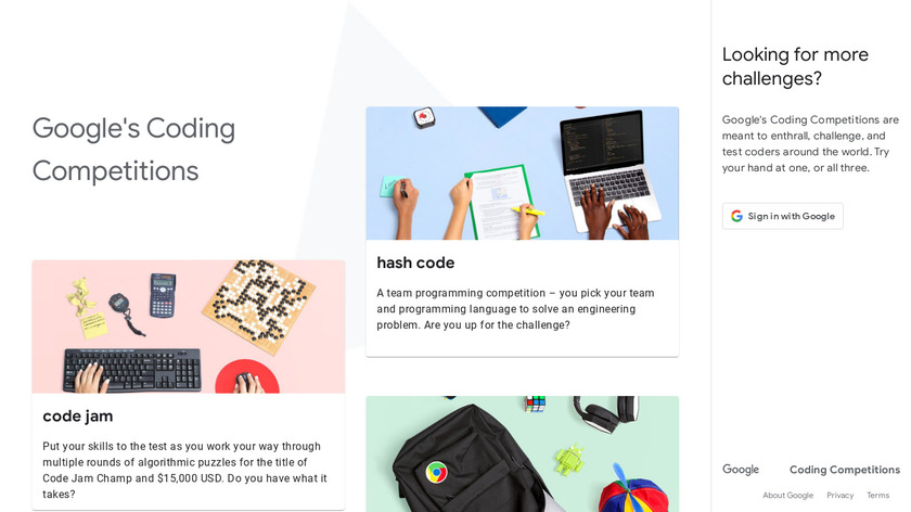 Google's Coding Competitions Landing Page