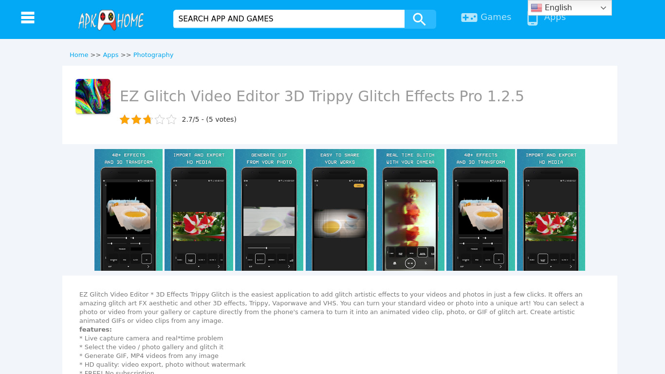 EZ Glitch Video Editor Landing page