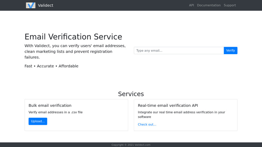Validect Landing Page