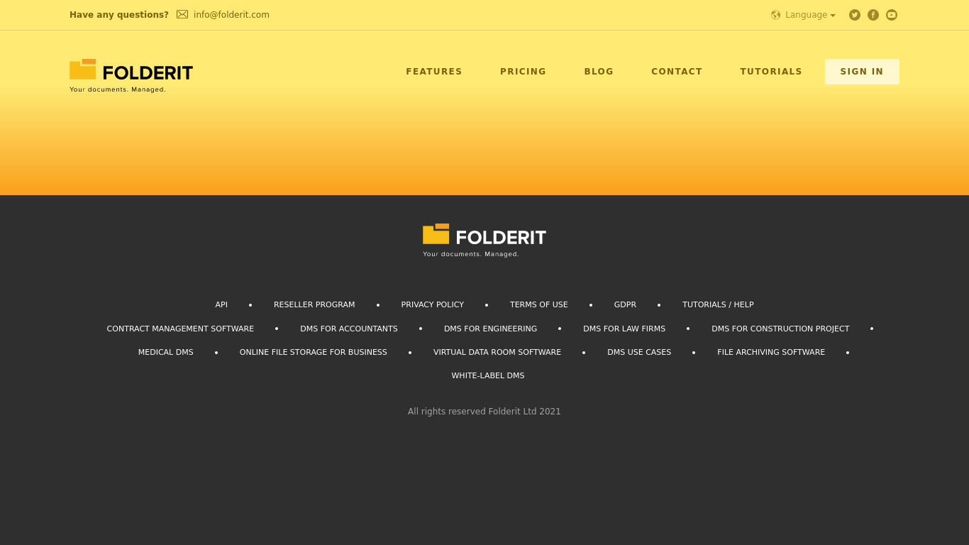 Folderit DMS Landing page
