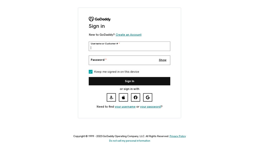GoDaddy URL shortener Landing Page