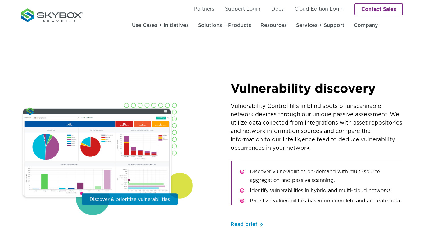 Skybox Vulnerability Control Landing page