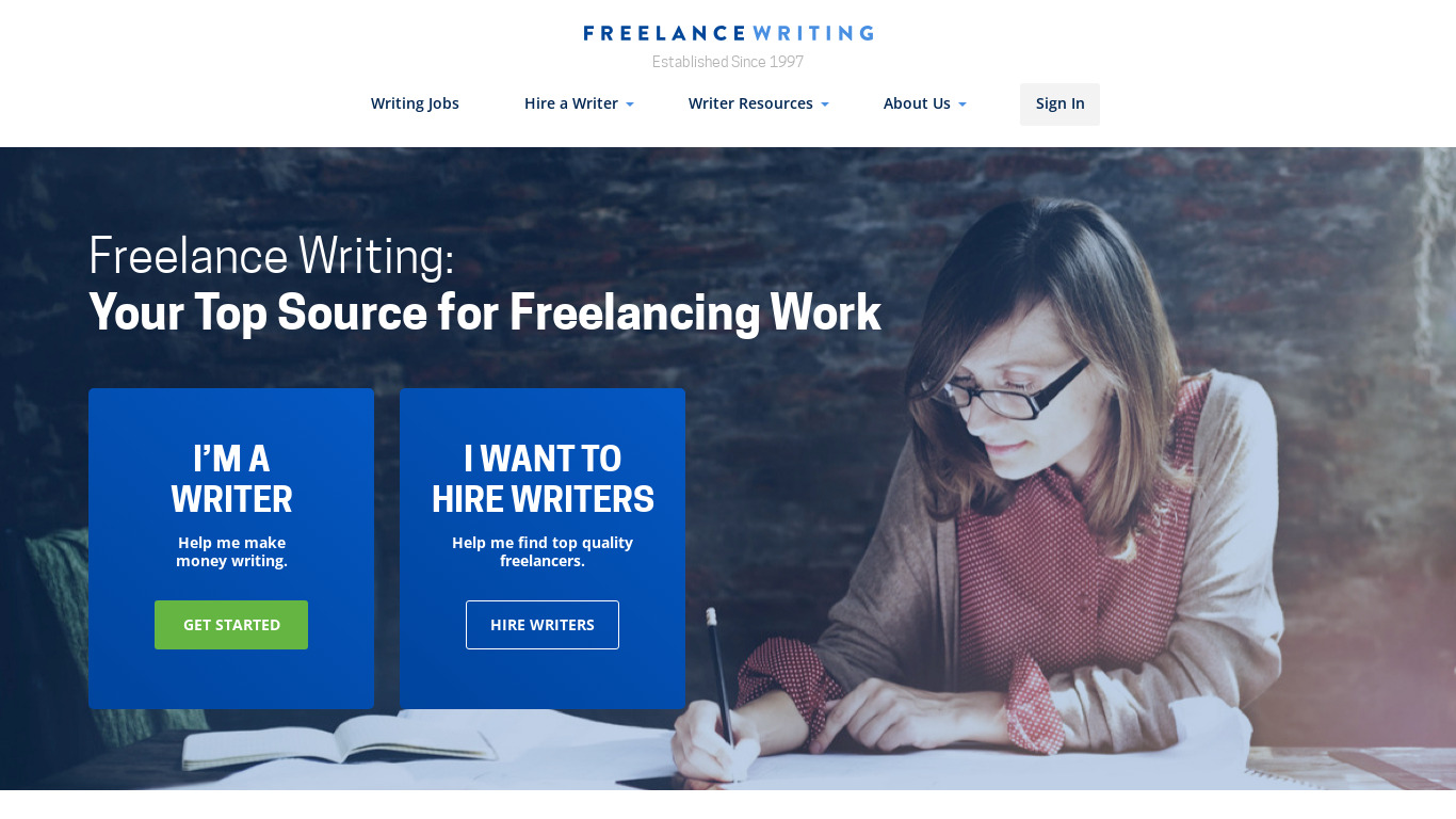 Freelance Writing Landing page