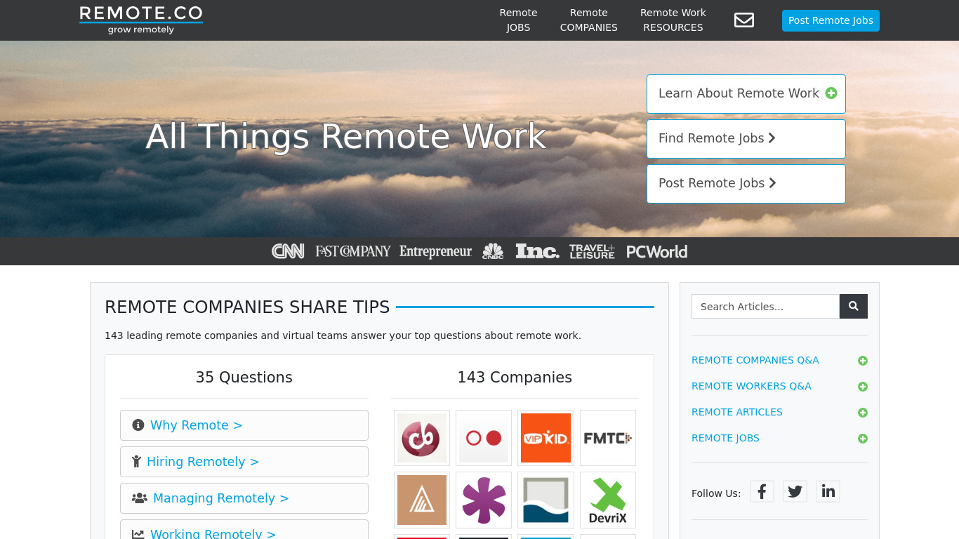 Remote.co Landing page