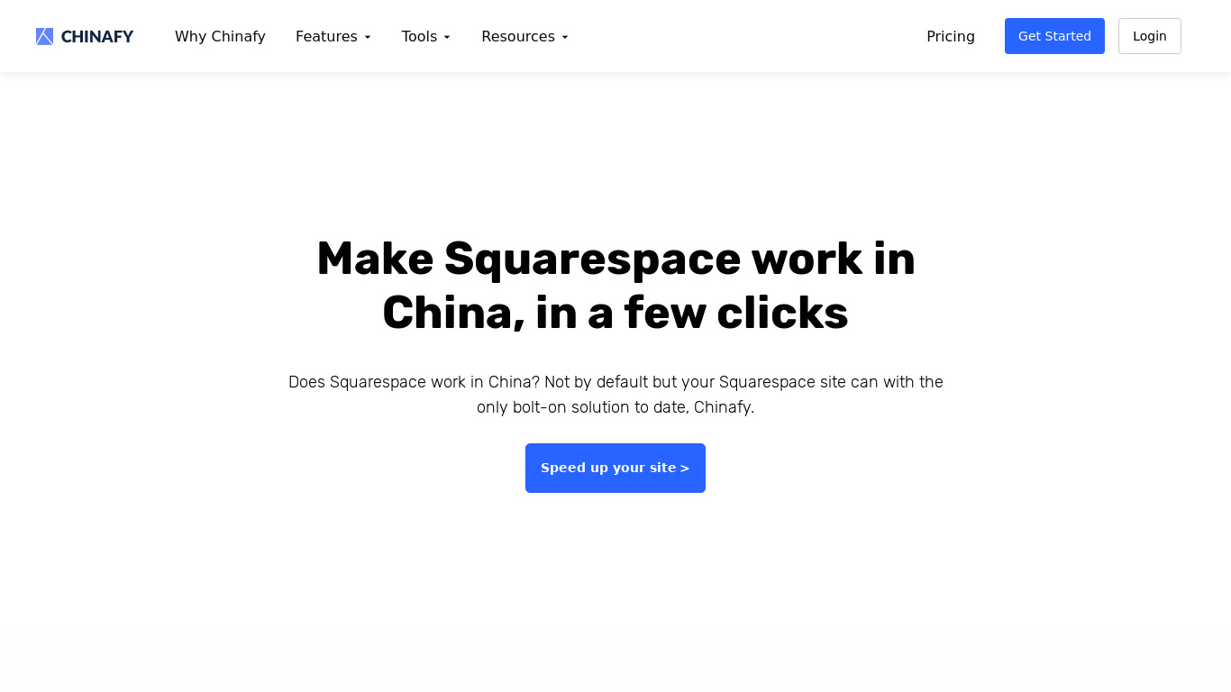 Chinafy for Squarespace Landing page
