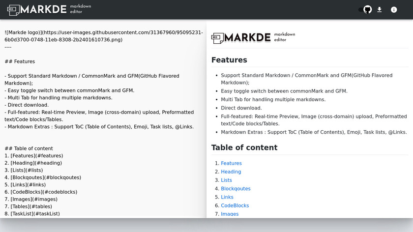 MARKDE Landing Page
