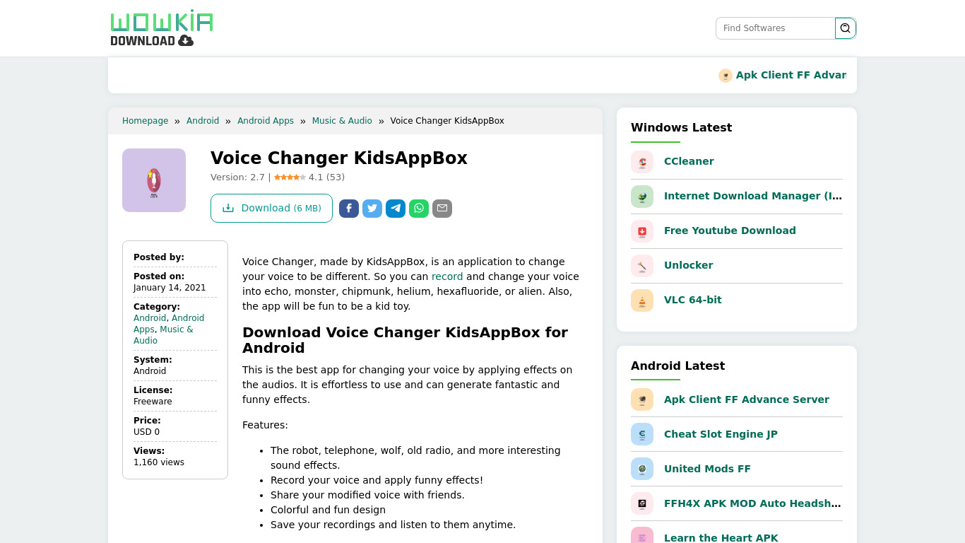 Voice Changer KidsAppBox Landing page