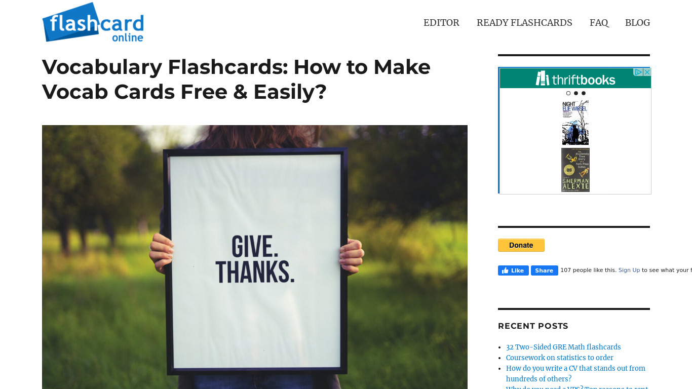 Flashcards maker - learn words! Landing page