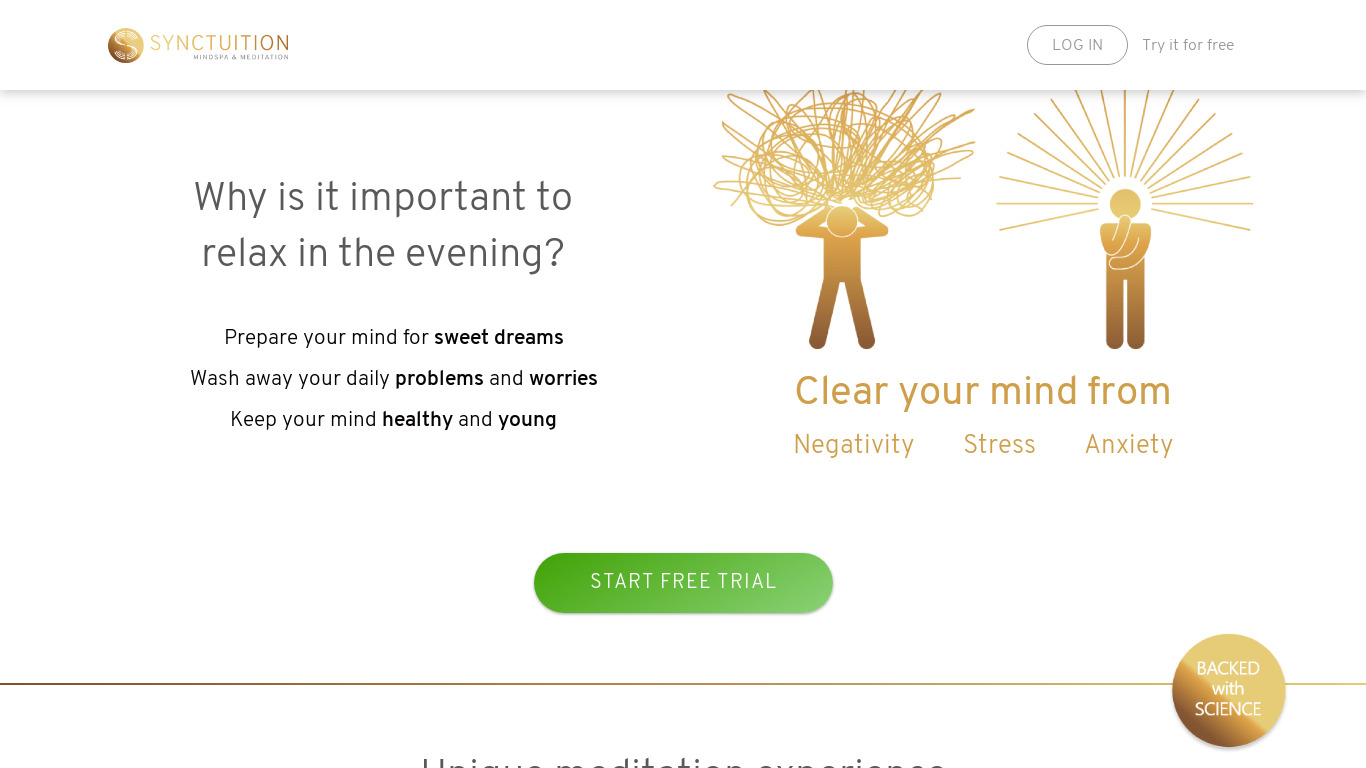Synctuition Meditation Program Landing page