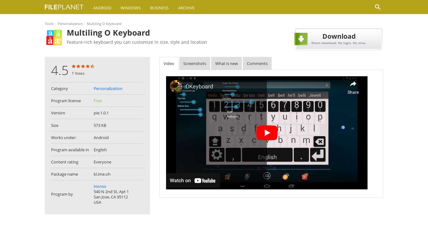 Multiling O Keyboard + Emoji Landing page