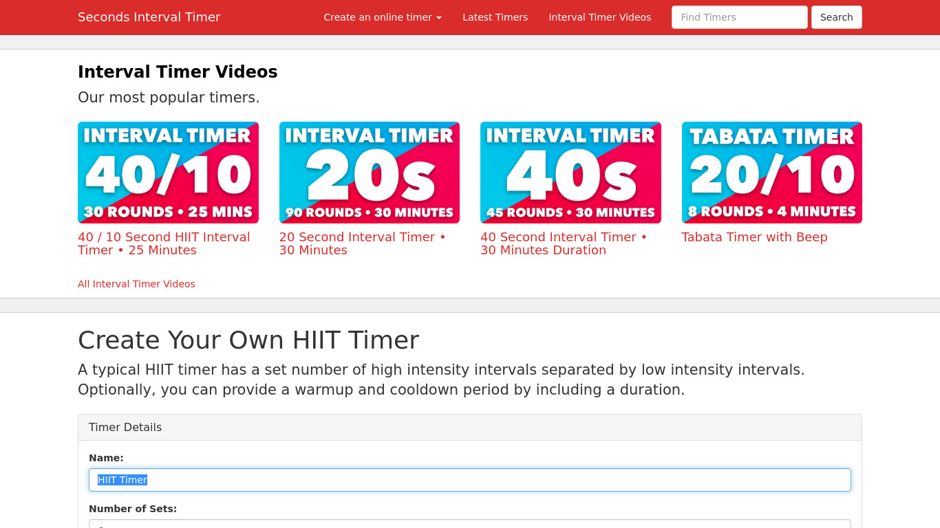 Intervally - Interval Timer Landing page