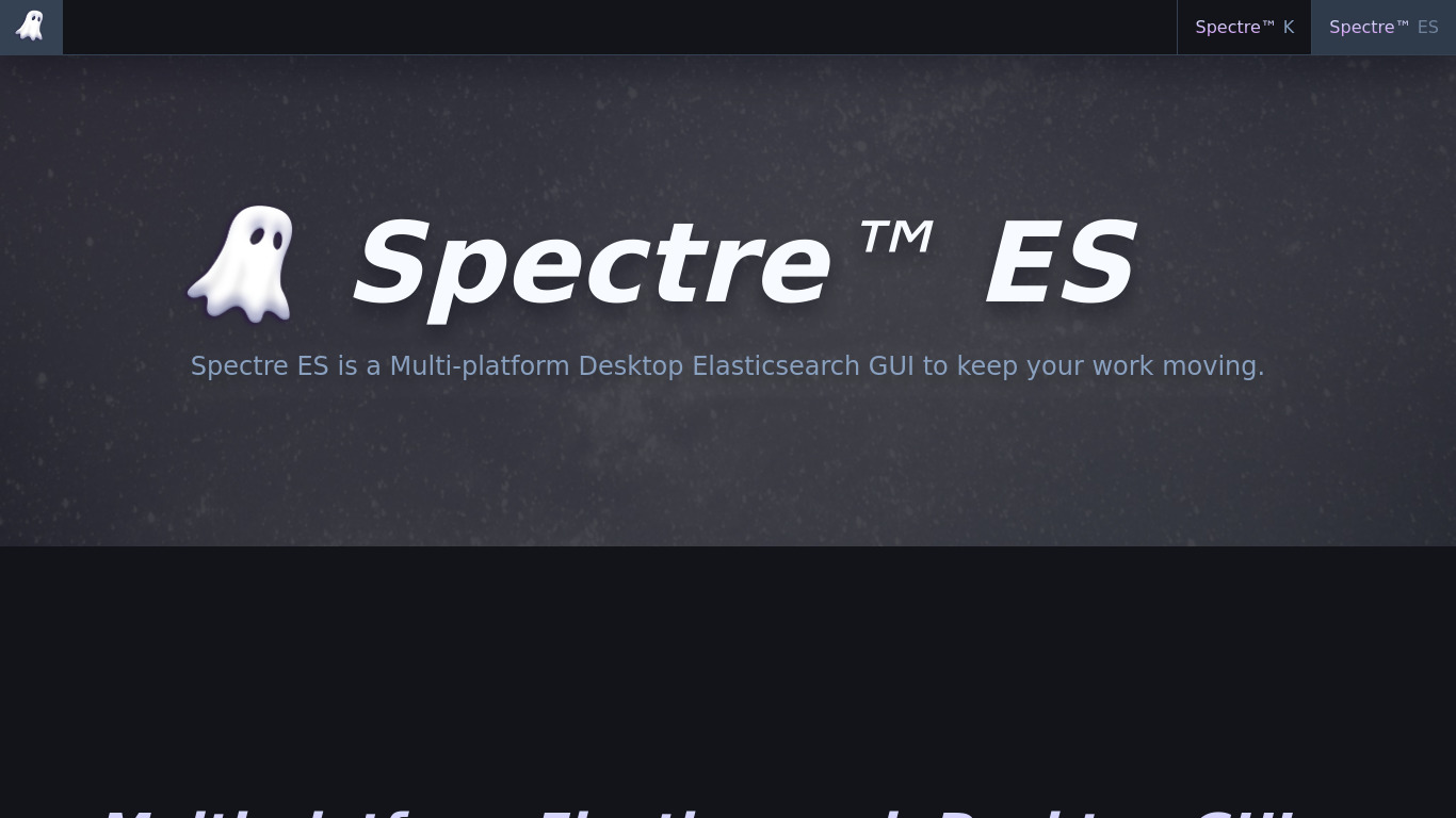 Spectre Elasticsearch GUI Landing page