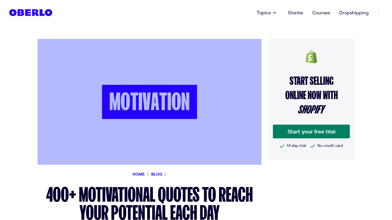 Motivational Quotes Landing page