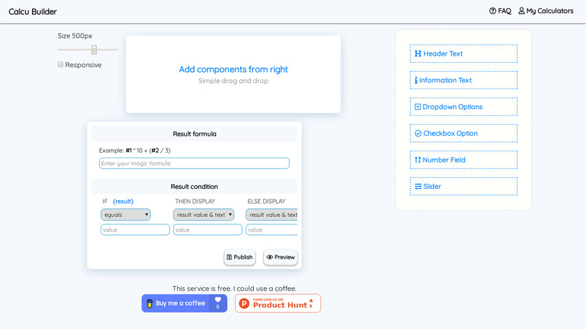 CalcuBuilder NoCode Landing Page