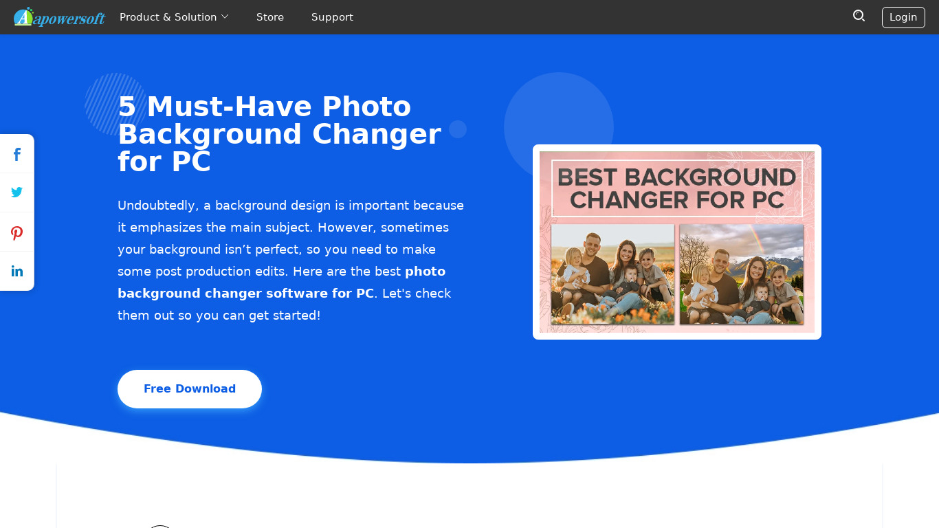 Background changer of photo Landing page
