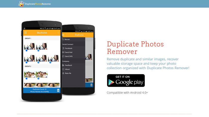 Duplicate Photos Remover Landing Page