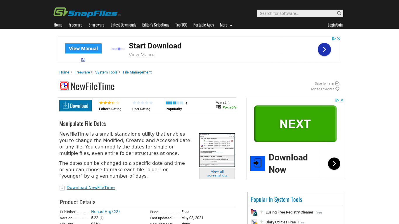 NewFileTime Landing page