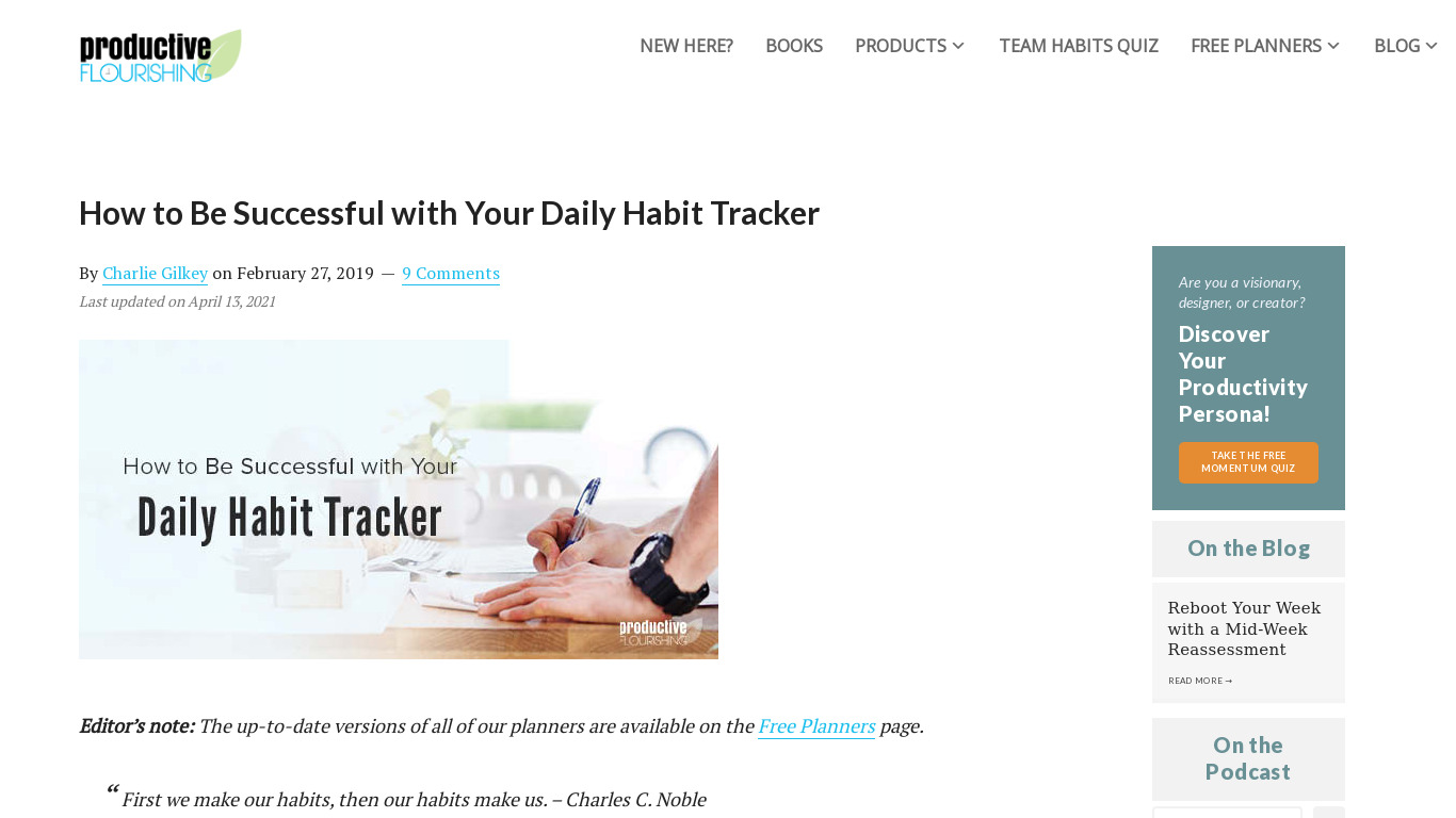 Productive Habit Tracker Landing page