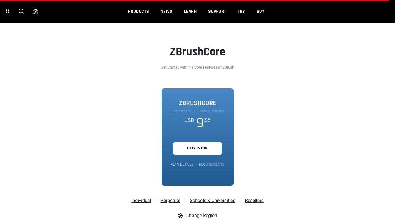 Zbrush Core Mini Landing page