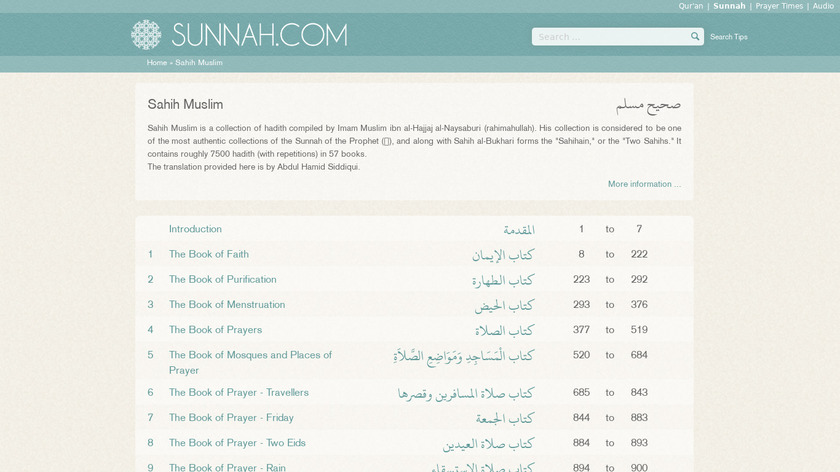 Sahih Muslim Landing Page