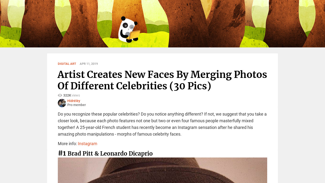 Celebrity Face Morph Landing page