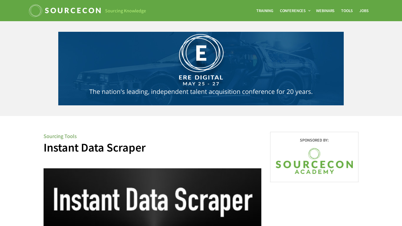 Instant Data Scraper Landing page