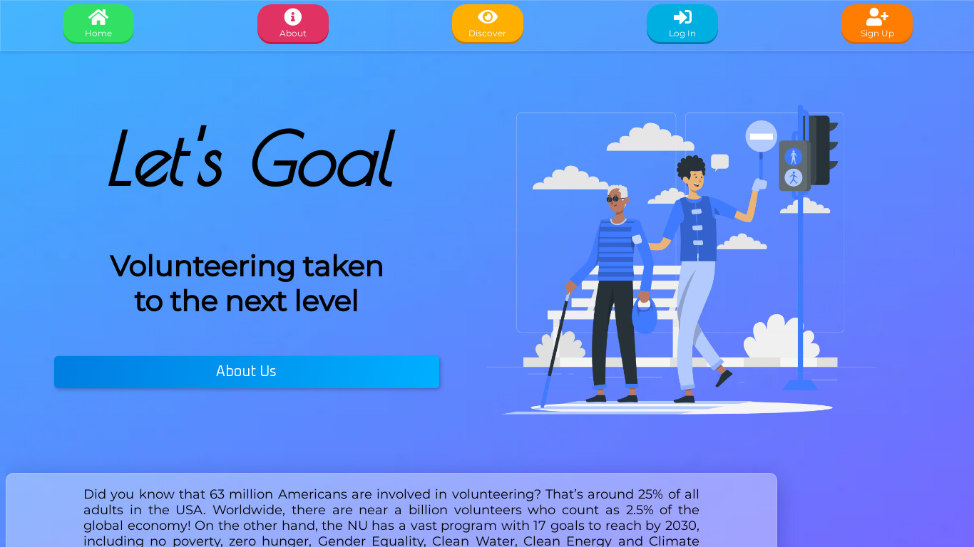 Let's Goal Landing page