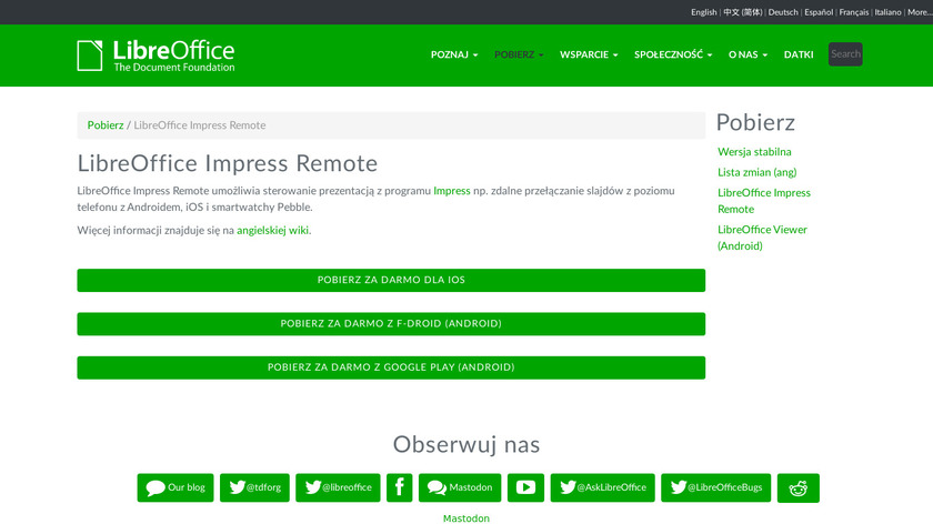 LibreOffice Impress Remote Landing Page