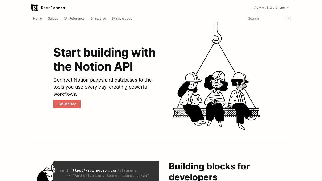 Notion API Landing page