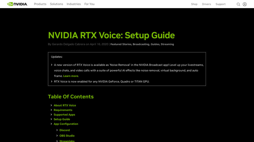 NVIDIA RTX Voice Landing Page