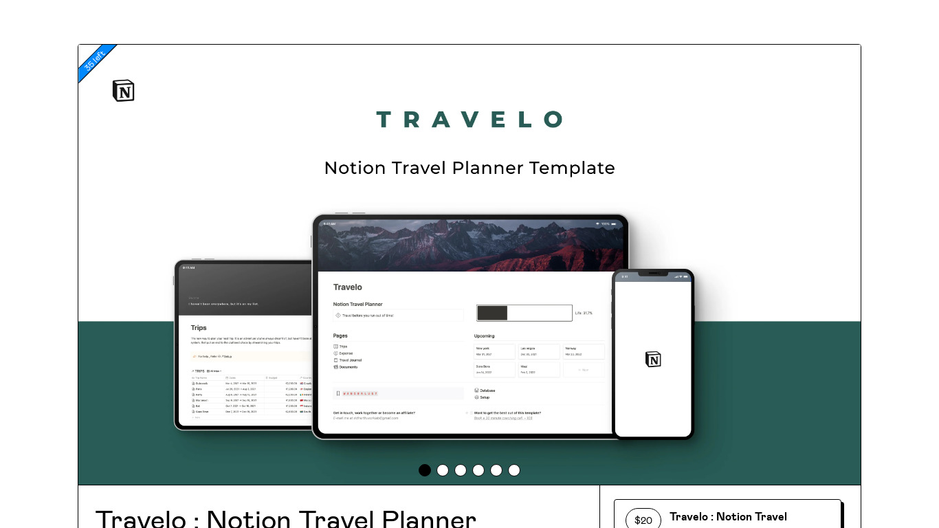 Travelo Landing page