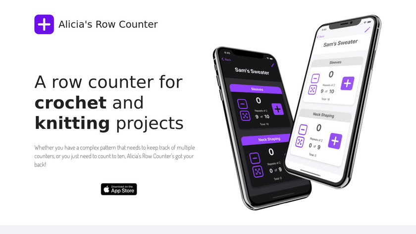Alicia's Row Counter Landing Page